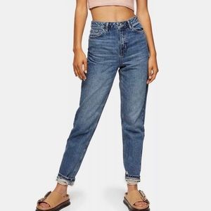 Topshop Moto Mom Jean Medium Wash W26 L30